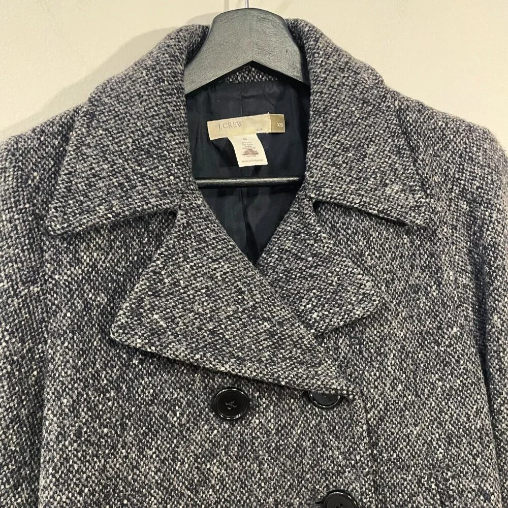 VTG J.Crew Wool Blend Peacoat Charcoal Marl XS EUC - Picture 4 of 7